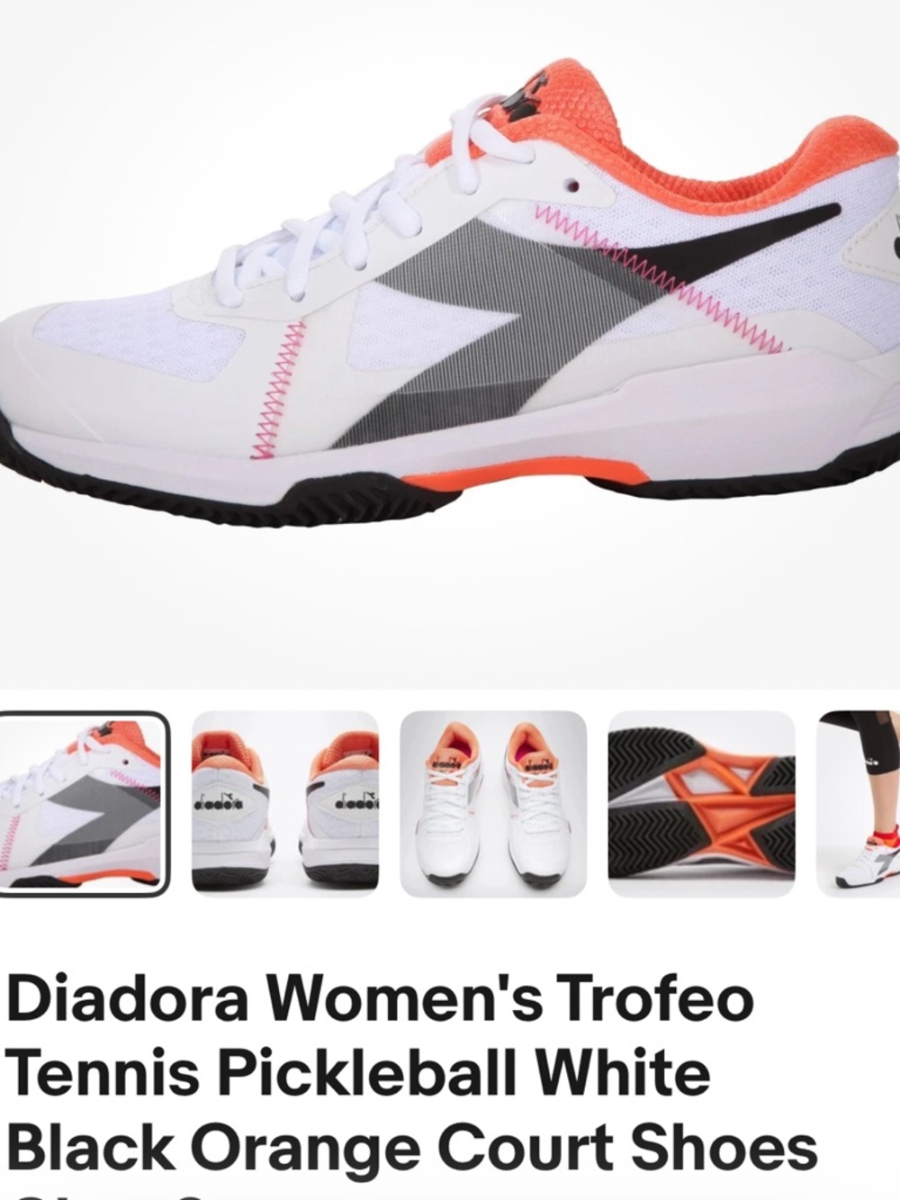 Diadora Women's Trofeo
White Black Shoes athletic shoes for pickleball/tennis.